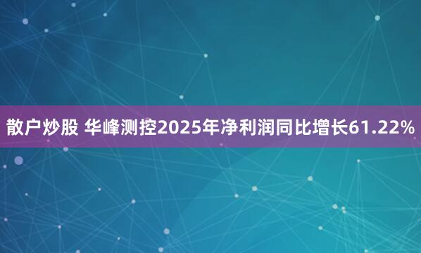 散户炒股 华峰测控2025年净利润同比增长61.22%